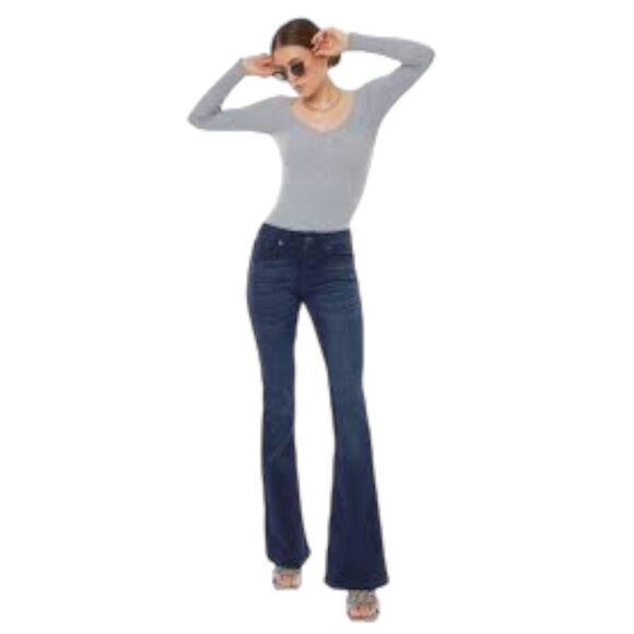 Trisha Mid Rise Classic Flare Jeans